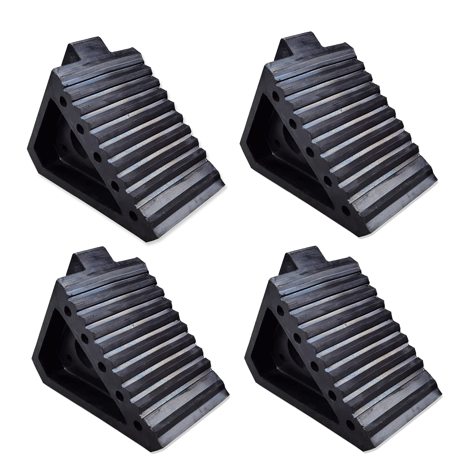 HOXWELL wheel chocks on ground offering reliable grip under a parked vehicle.