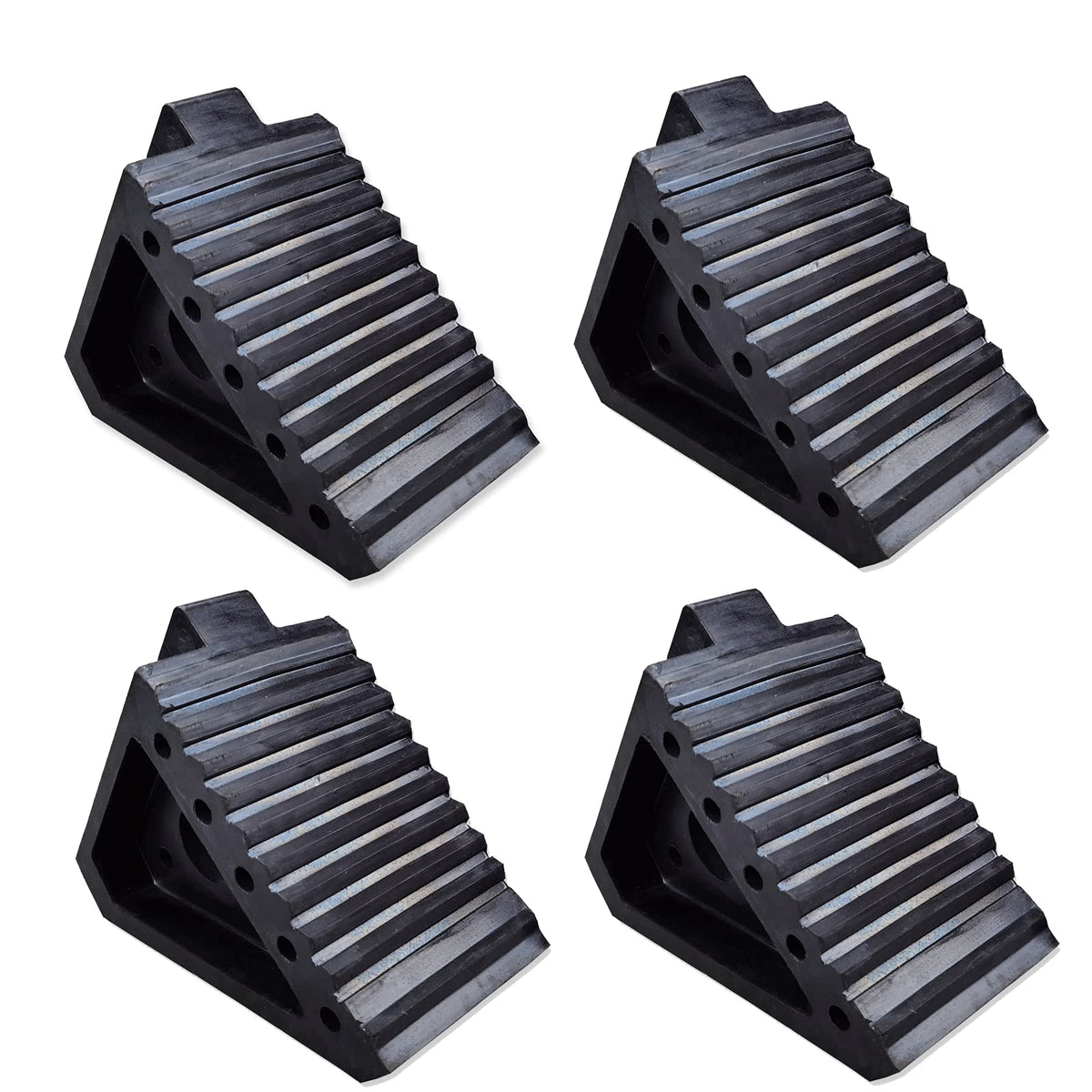 HOXWELL wheel chocks on ground offering reliable grip under a parked vehicle.