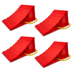 HOXWELL dual-set red wheel chocks with rope for secure trailer parking