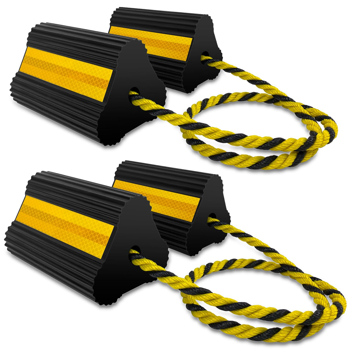 HOXWELL wheel chocks durable rubber block; reliable tire grip for heavy vehicles.