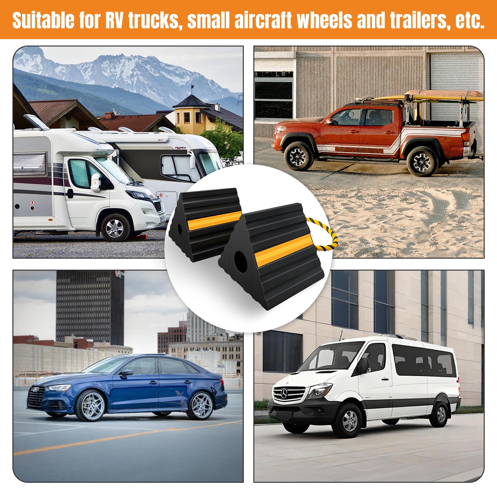 HOXWELL wheel chocks are portable and easy to store for versatile use.