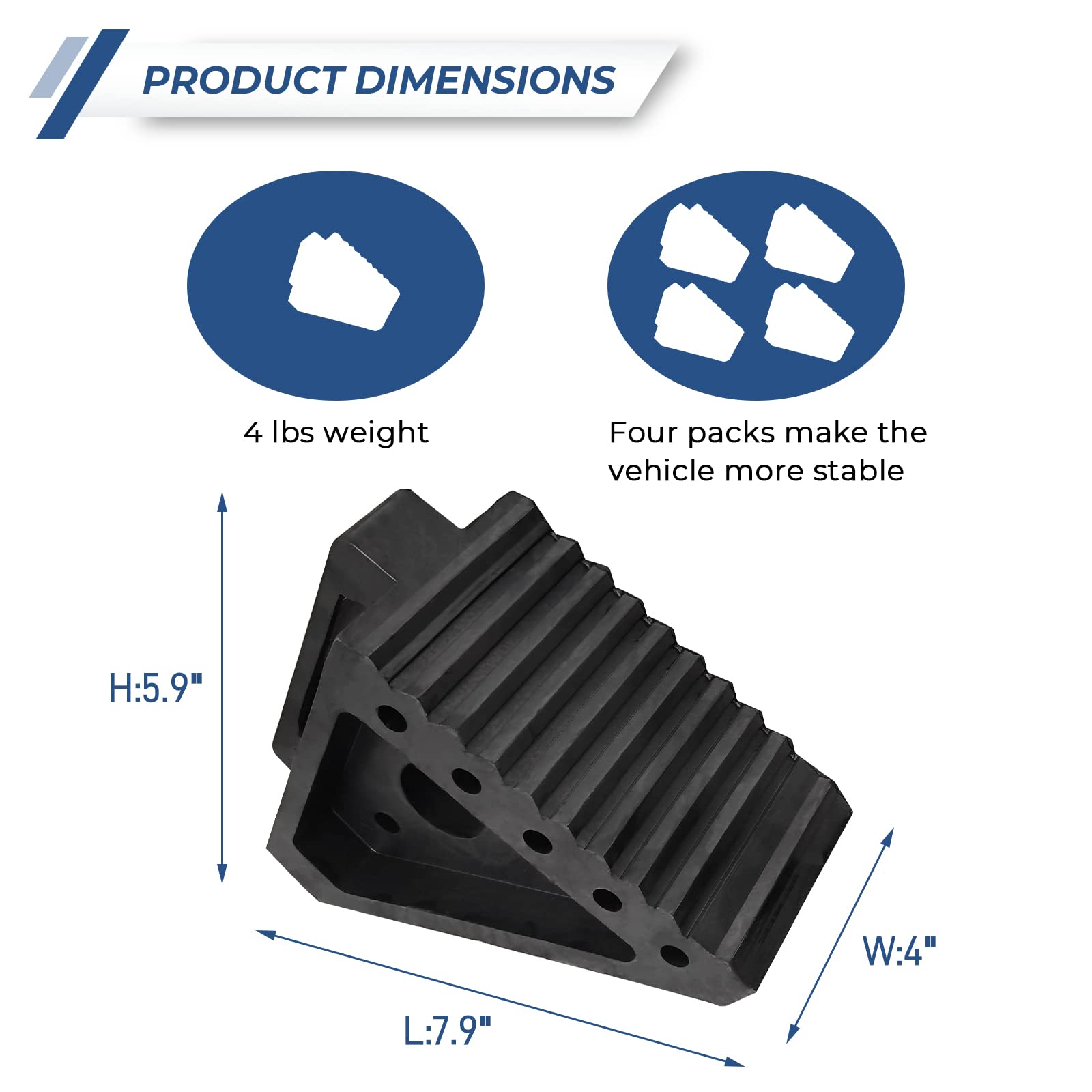 HOXWELL wheel chocks showing triangular bottom grip design for traction.