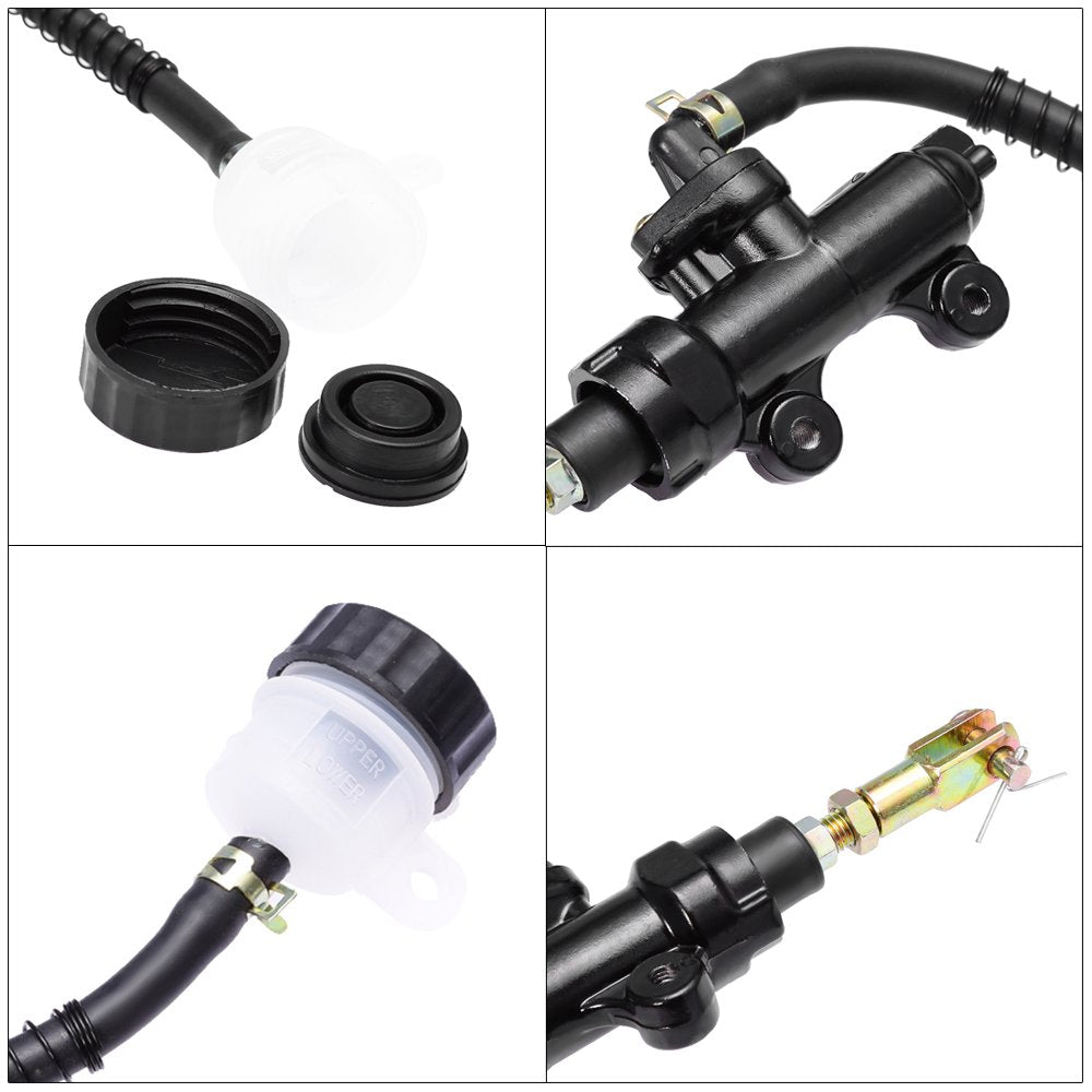 Hoypeyfiy rear brake master cylinder pump packaging label for easy identification.