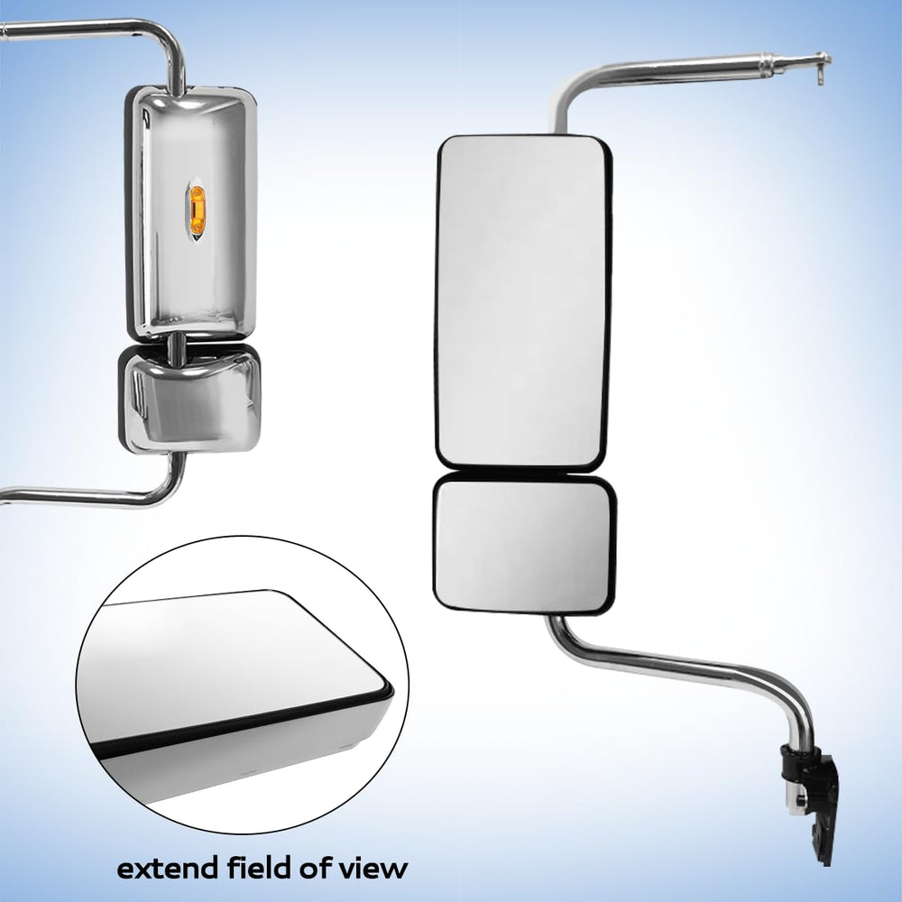 Hpdmauto chrome mirror with amber signal light improves signaling at lane changes.