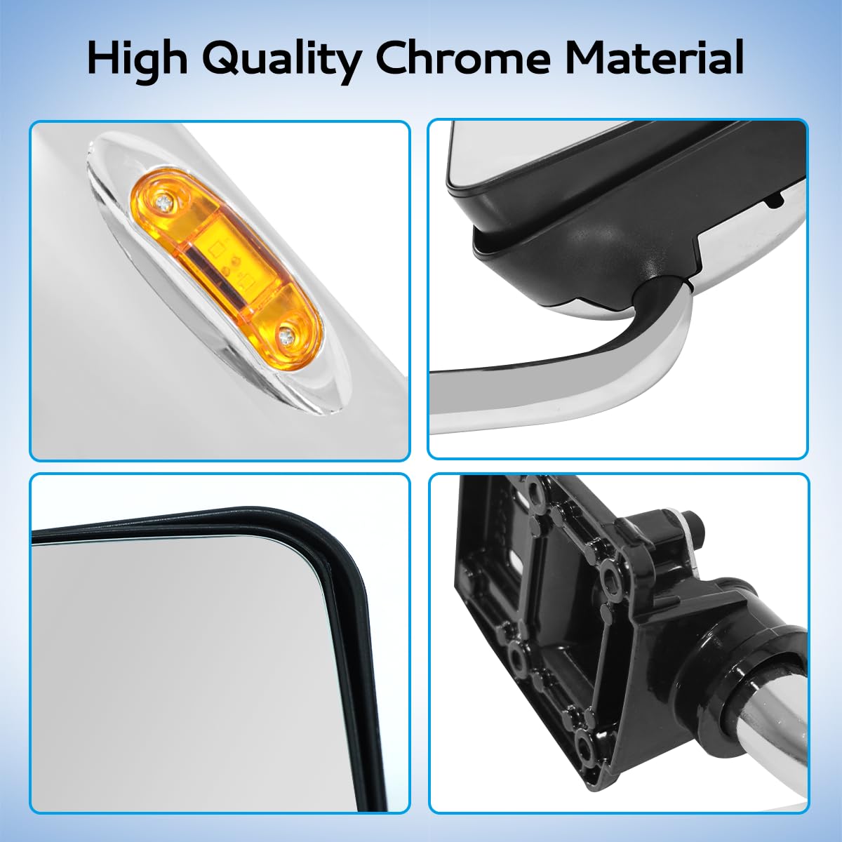 Hpdmauto heated defrost mirror helps reduce frost and fog for clear checks.