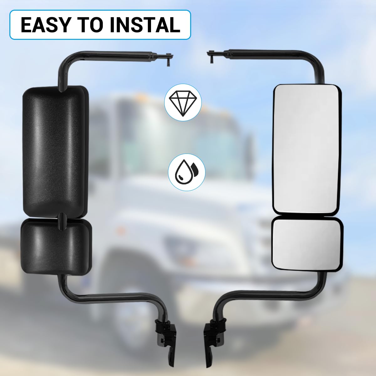 Hpdmauto durable black mirror, lightweight ABS material built to withstand heavy use.