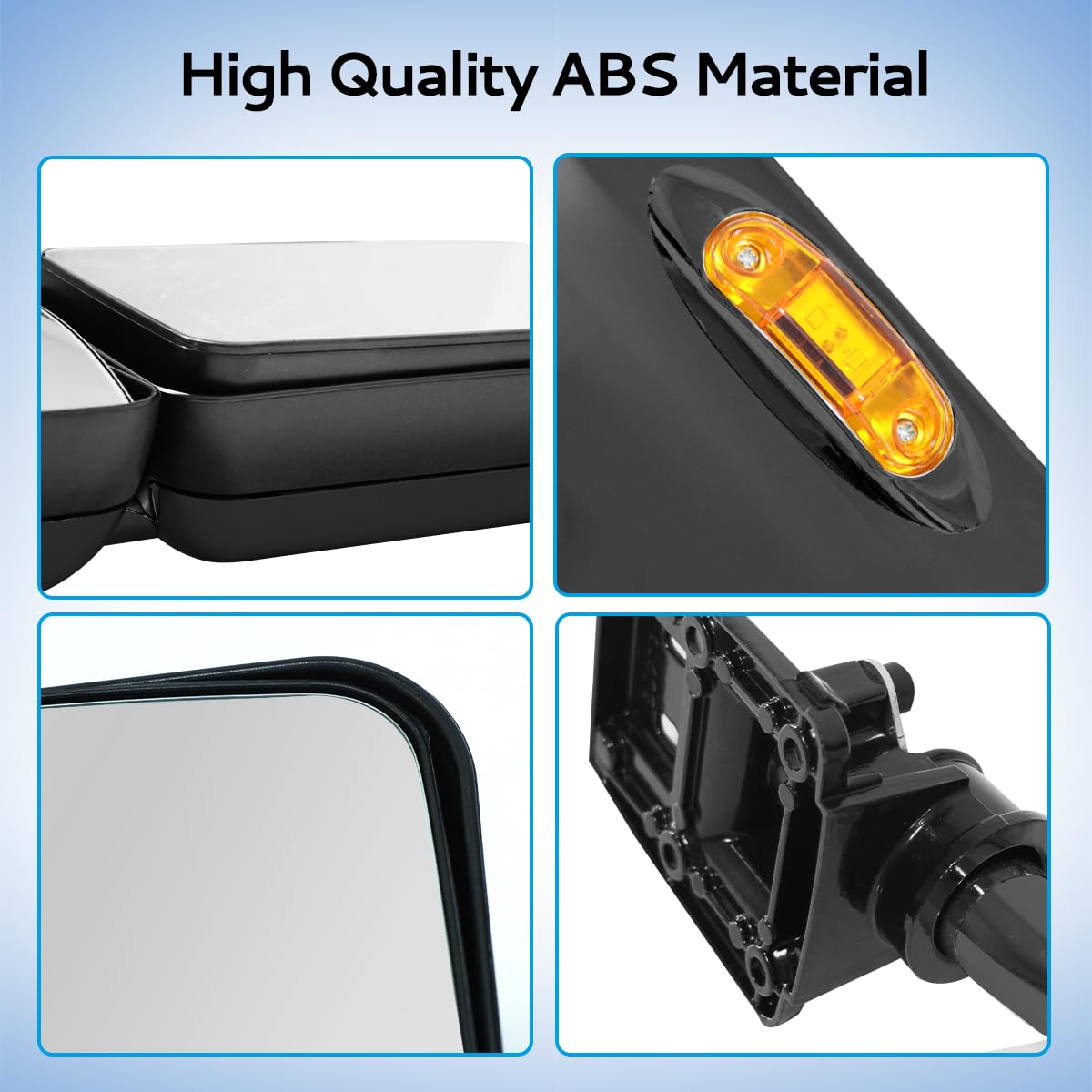 HPDMAUTO LED amber signal light integrated into the mirror housing.