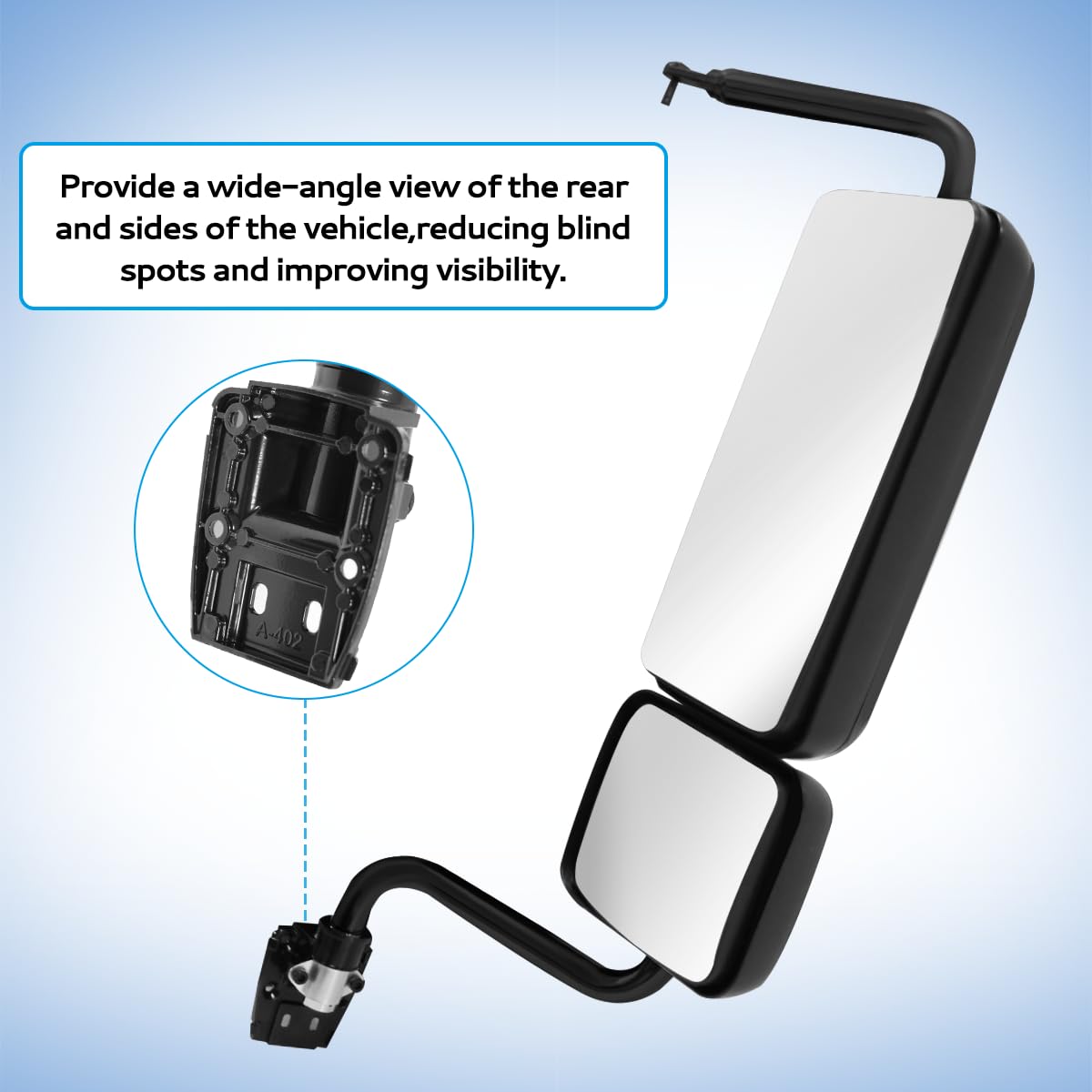 Hpdmauto OE-standard replacement mirror for Hino trucks, easy installation.