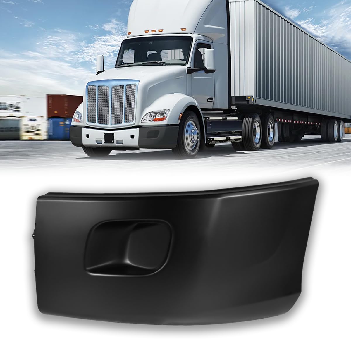 Hpdmauto Peterbilt 579 left bumper corner front view with sturdy fit