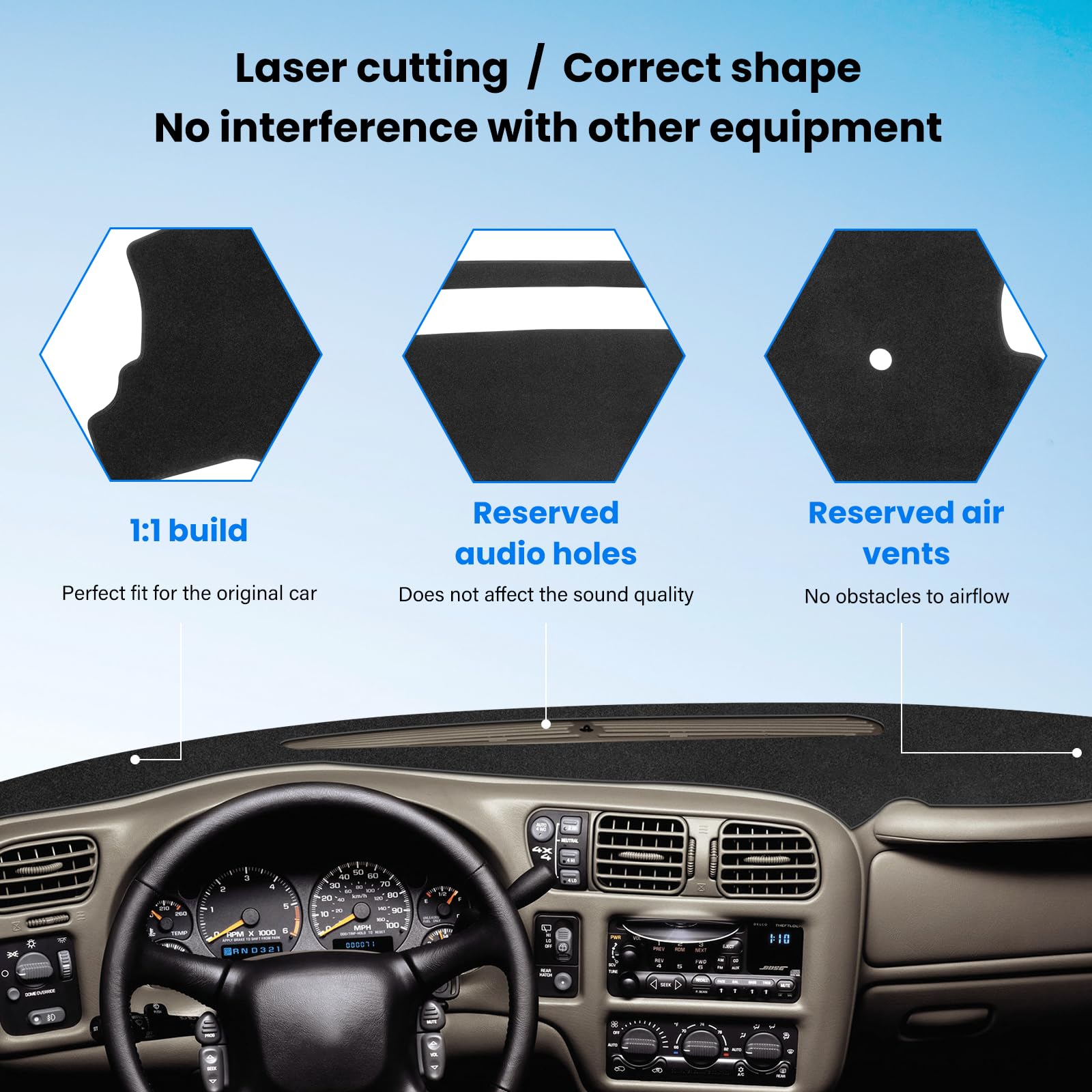 HPEVA dash cover machine-washable for easy maintenance