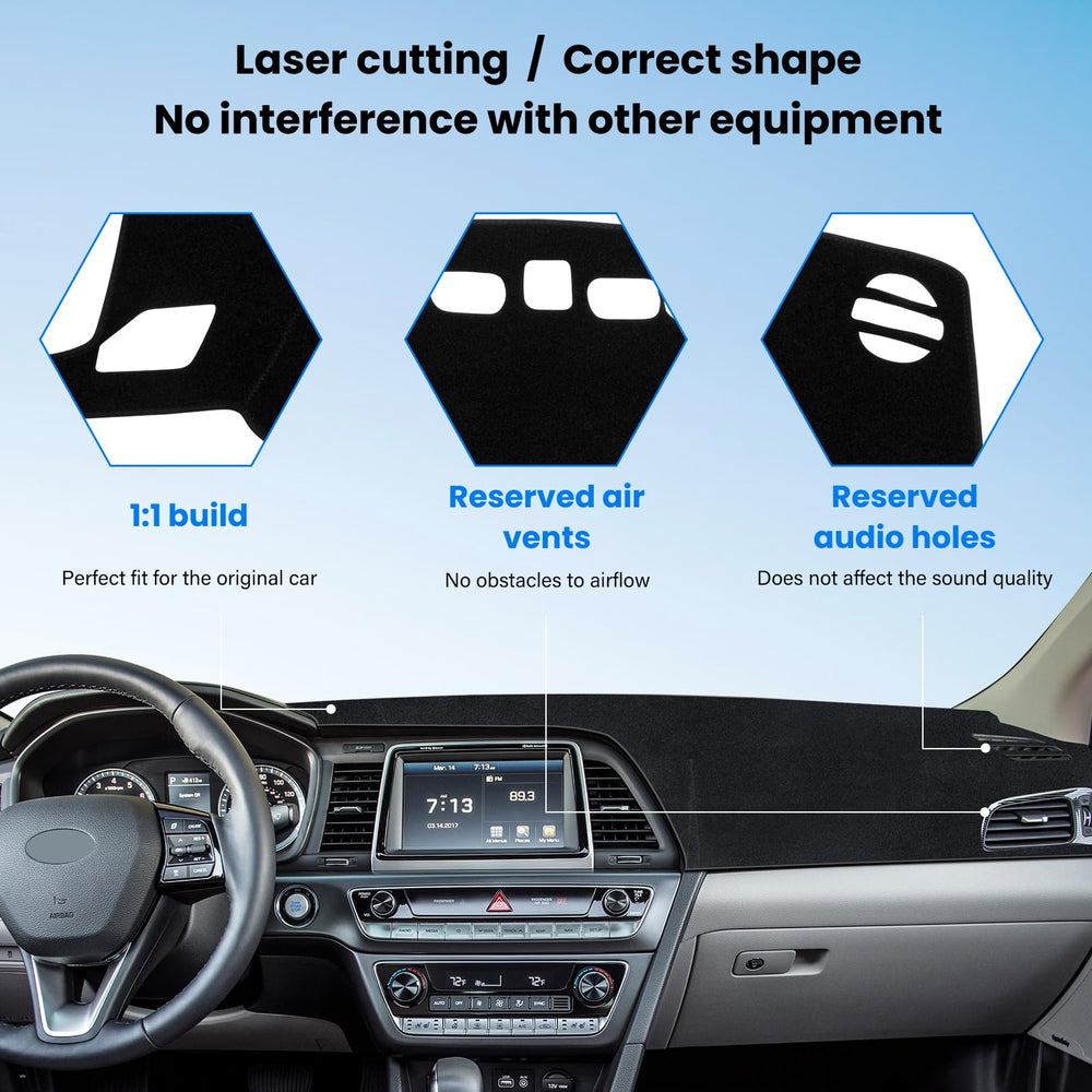 HPEVA dash cover installation demonstrates precise fit with Velcro.
