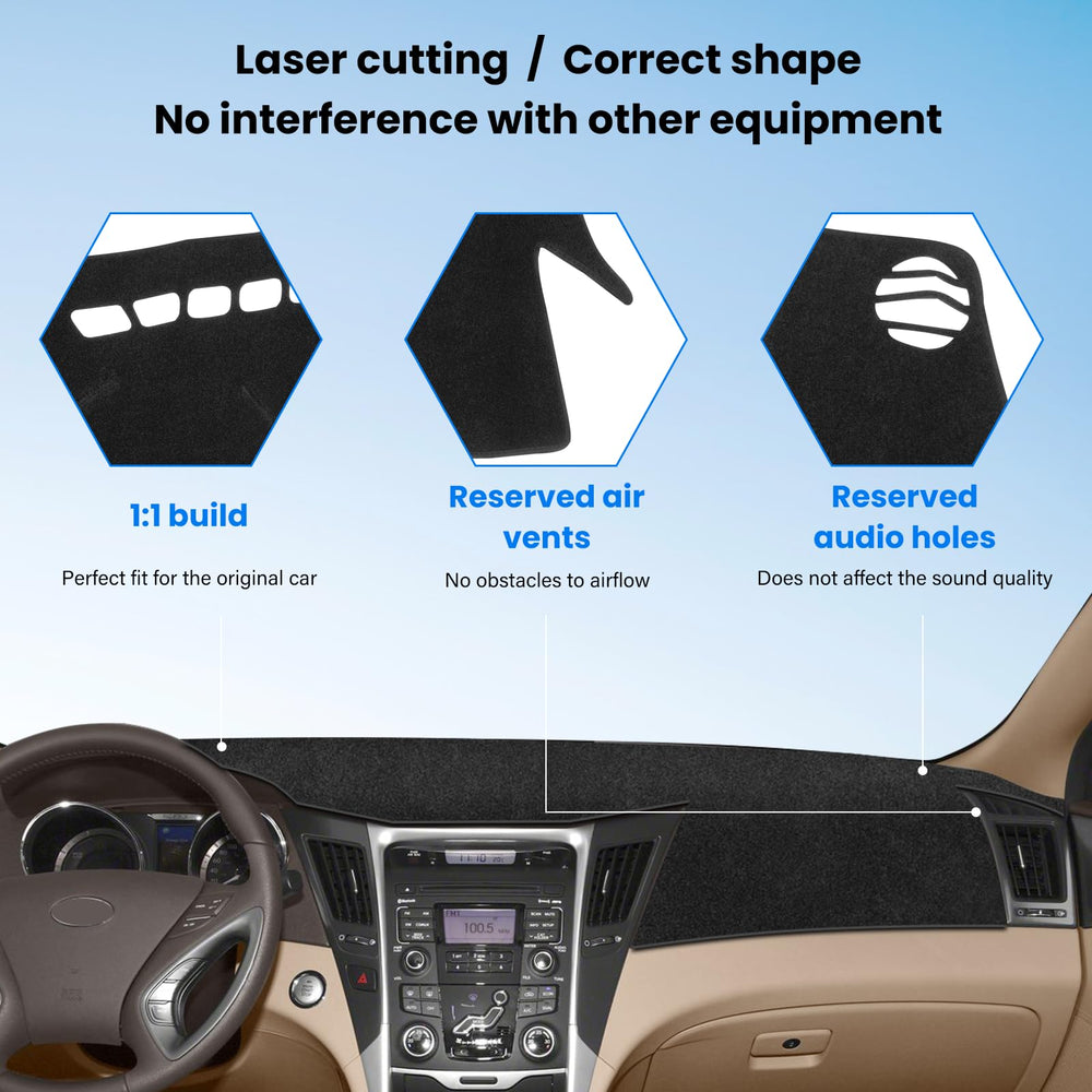 HPEVA premium aesthetic upgrade dash cover for Hyundai Sonata 2011-2014 enhances cabin style.
