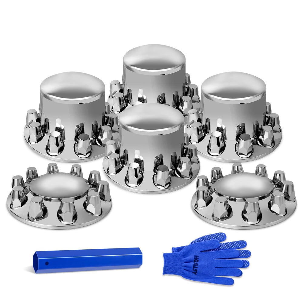 HQALTY 33mm chrome axle cover front dome enhances wheel aesthetics and protection.