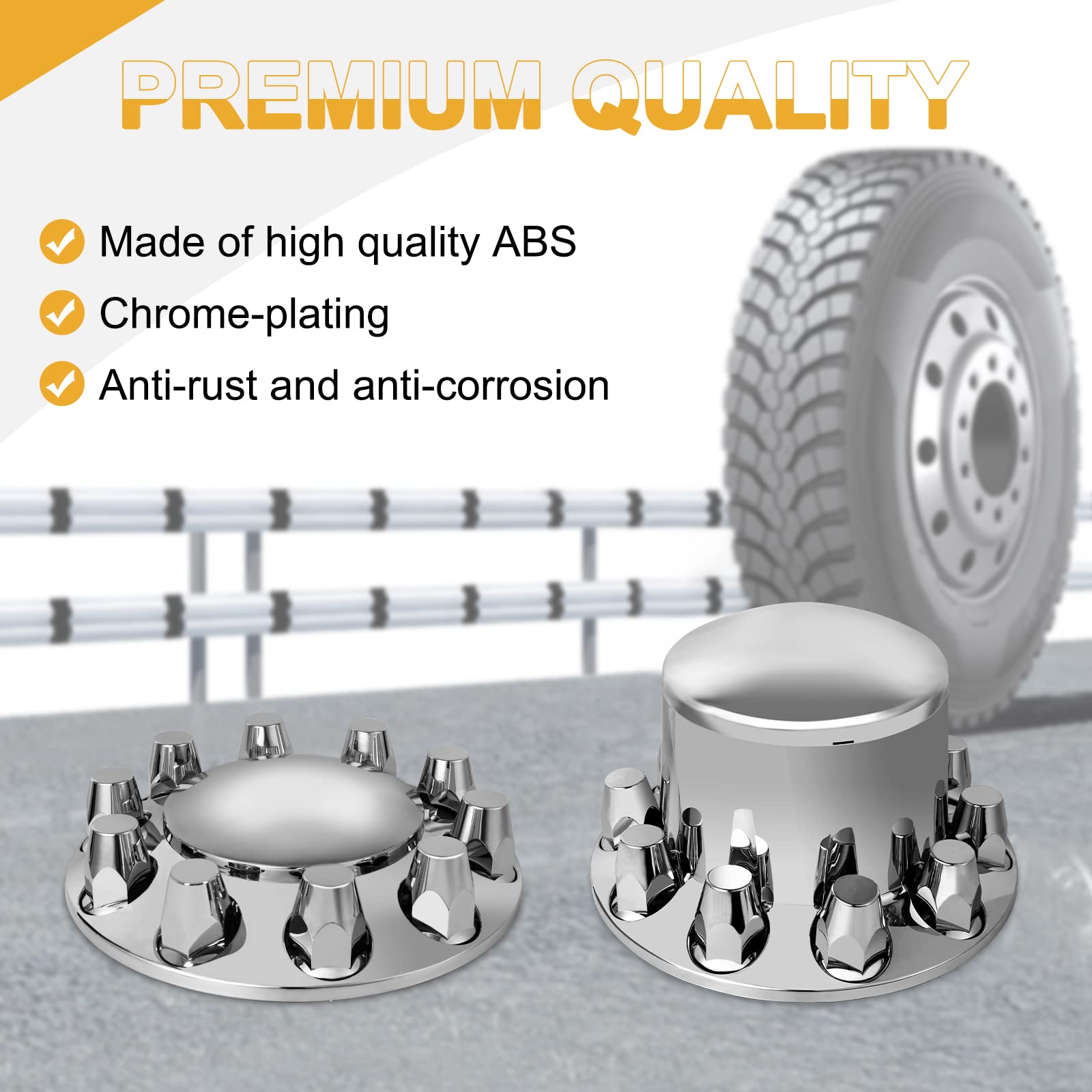 HQALTY chrome rear dome axle cover shields axles from elements.