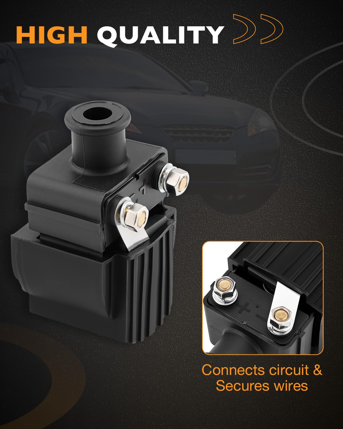 HQPASFY ignition coil pack on display, illustrating simple upgrade for smoother engine starts.