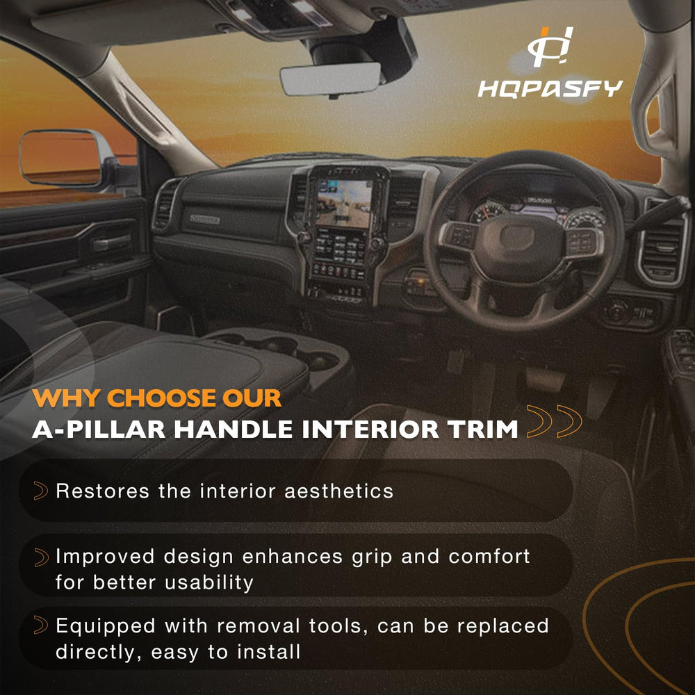HQPASFY interior pillar-trim beige close-up shows durable auto-grade plastic.