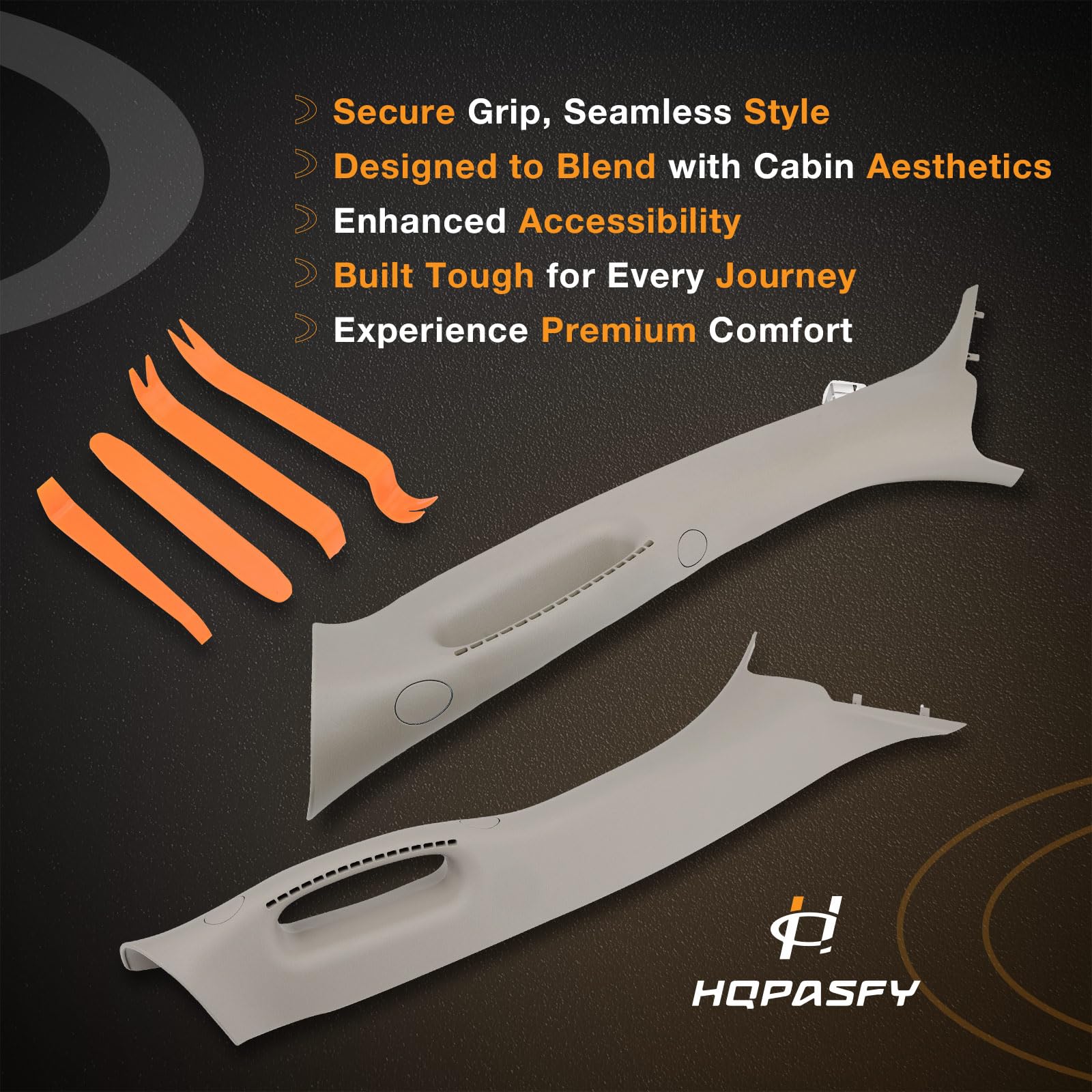 HQPASFY passenger-side beige pillar grab handle installed in Ram cab.