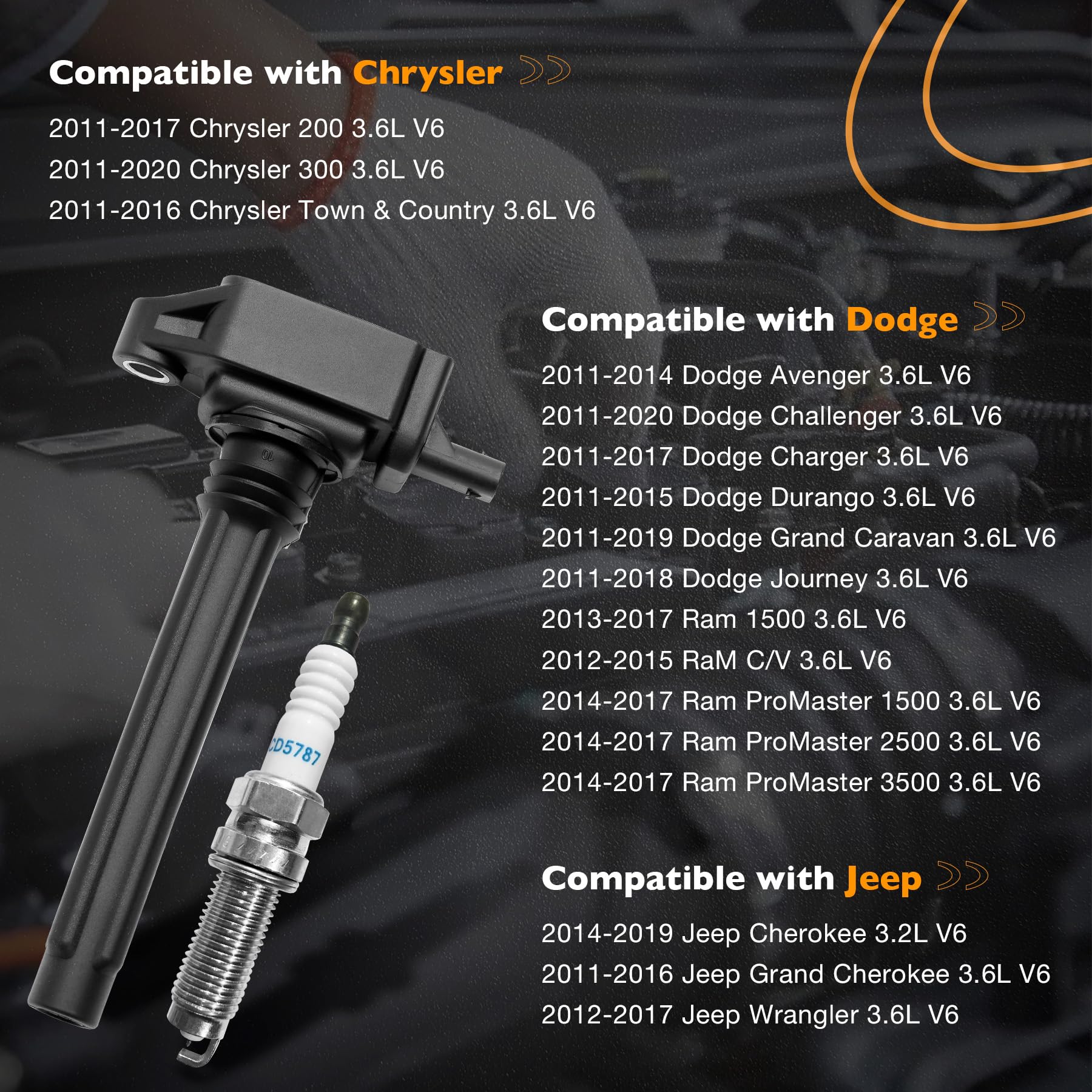 HQPASFY spark plugs 6-pack for improved combustion and efficiency