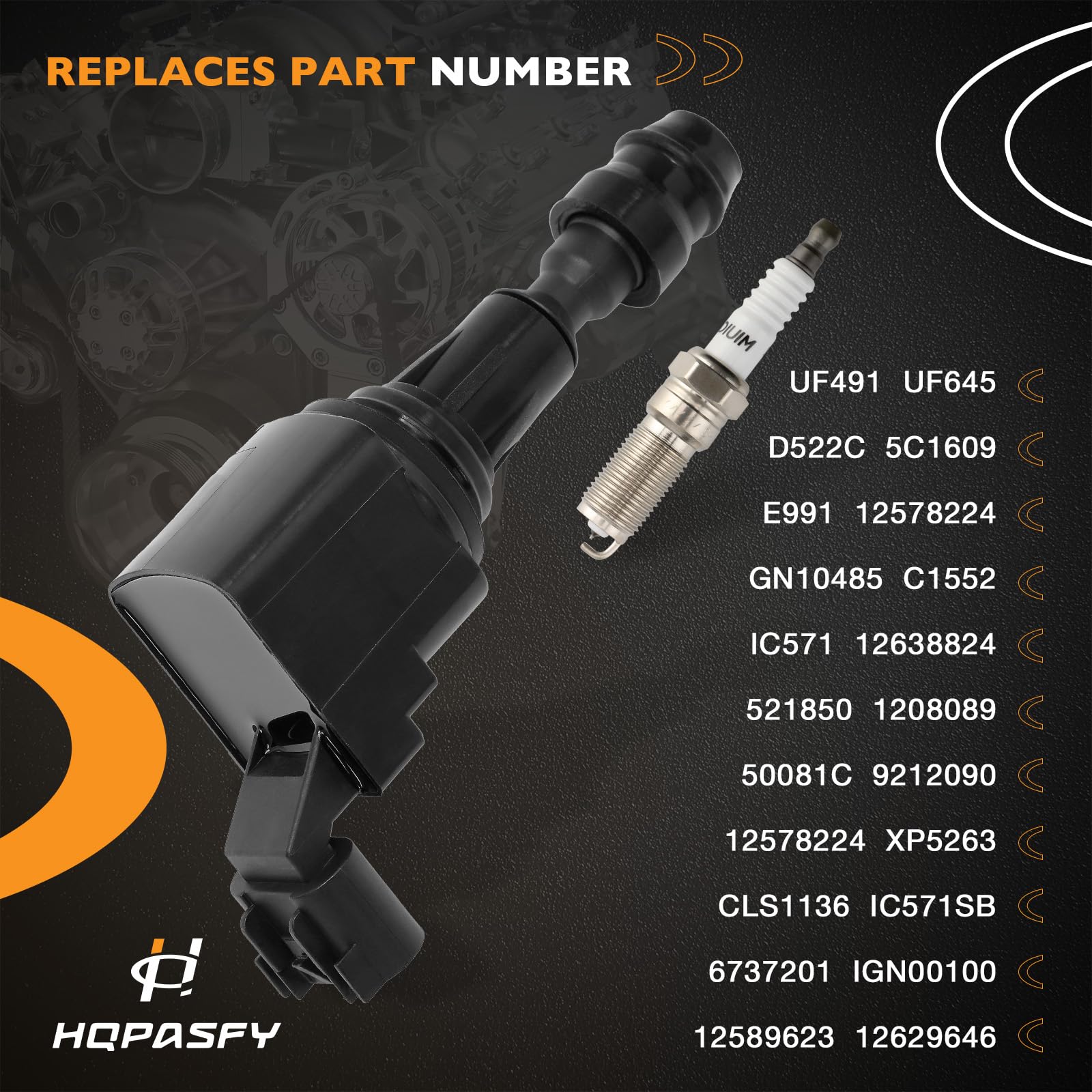 HQPASFY under-hood assembly view highlighting engine components.