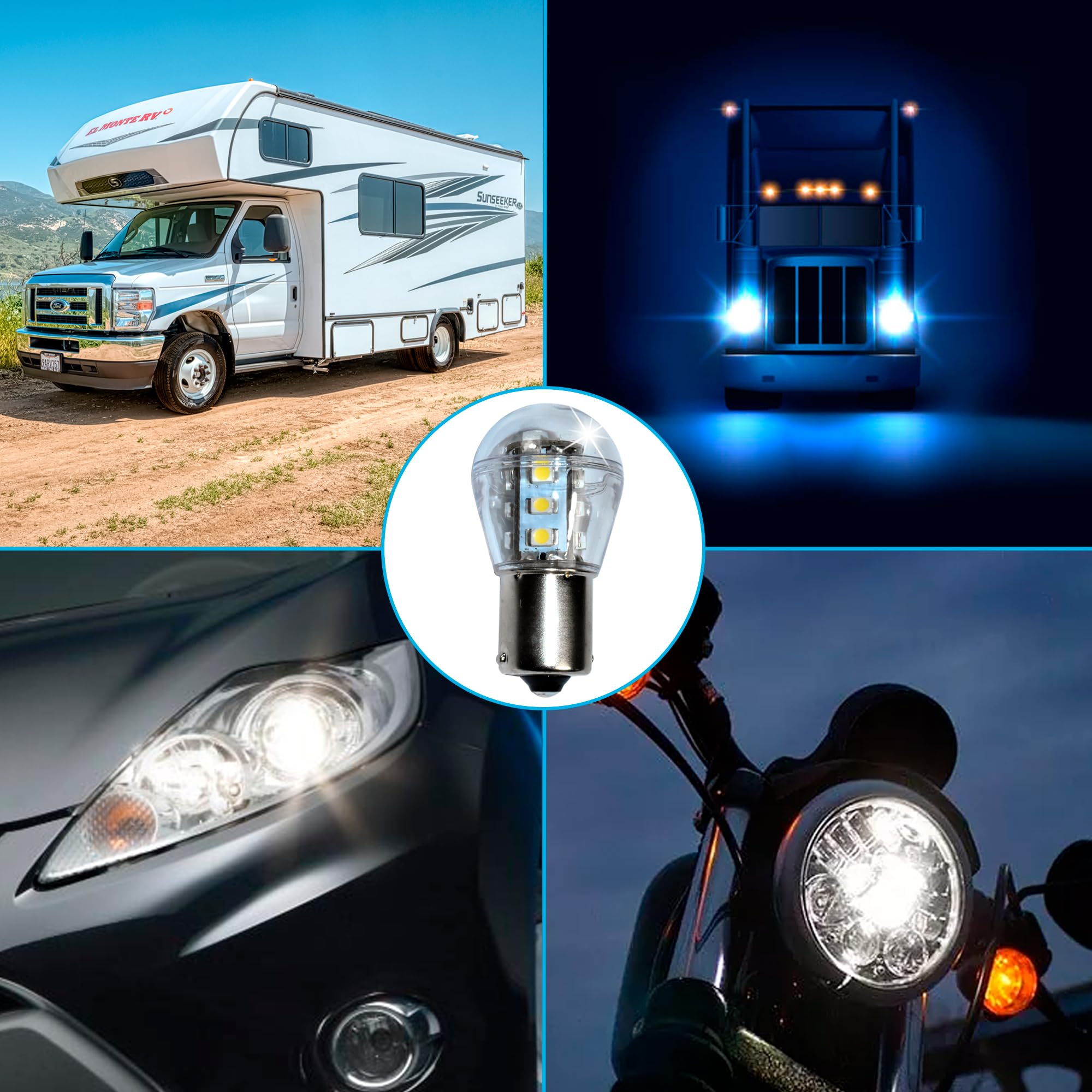 HQRP 15 LED SMD3528 BA15S bulbs offer even brightness