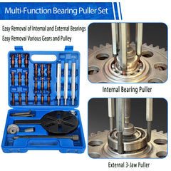 HQSSWUCH inner-hole three-jaw puller in action removing bearings.