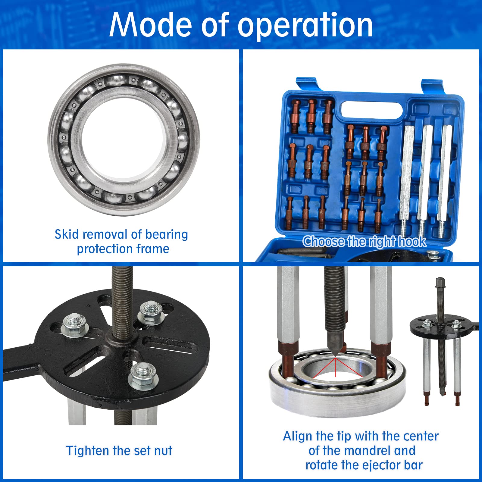 HQSSWUCH six-dimension collets enable multiple bearing sizes.