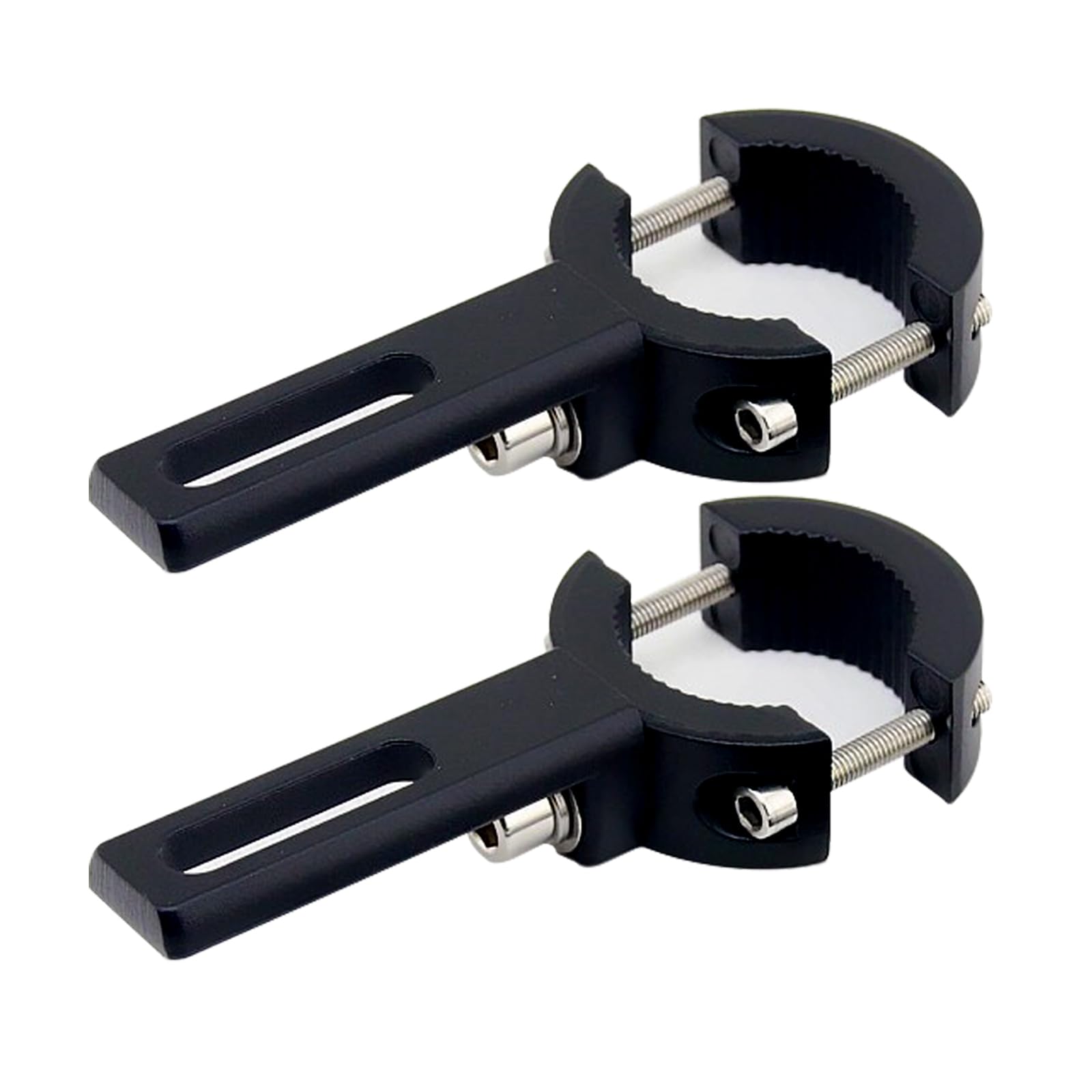 HQTS motorcycle spotlight mount bracket on handlebars offering secure, tool-free installation.