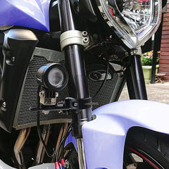 HQTS tubular-bar clamp showing adjustable fit from 0.78 to 1.5 inches.