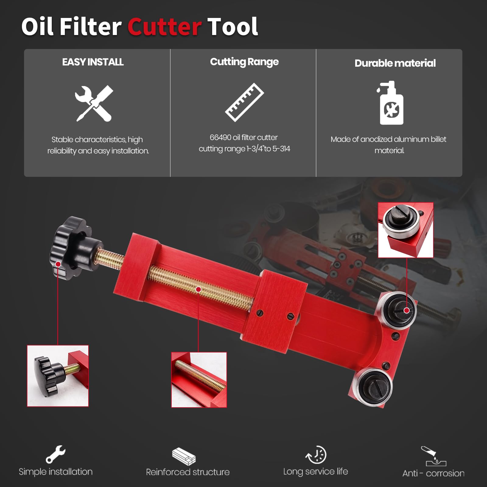 HRepair Oil Filter Cutter in adjustable-range mode for multiple filter sizes.