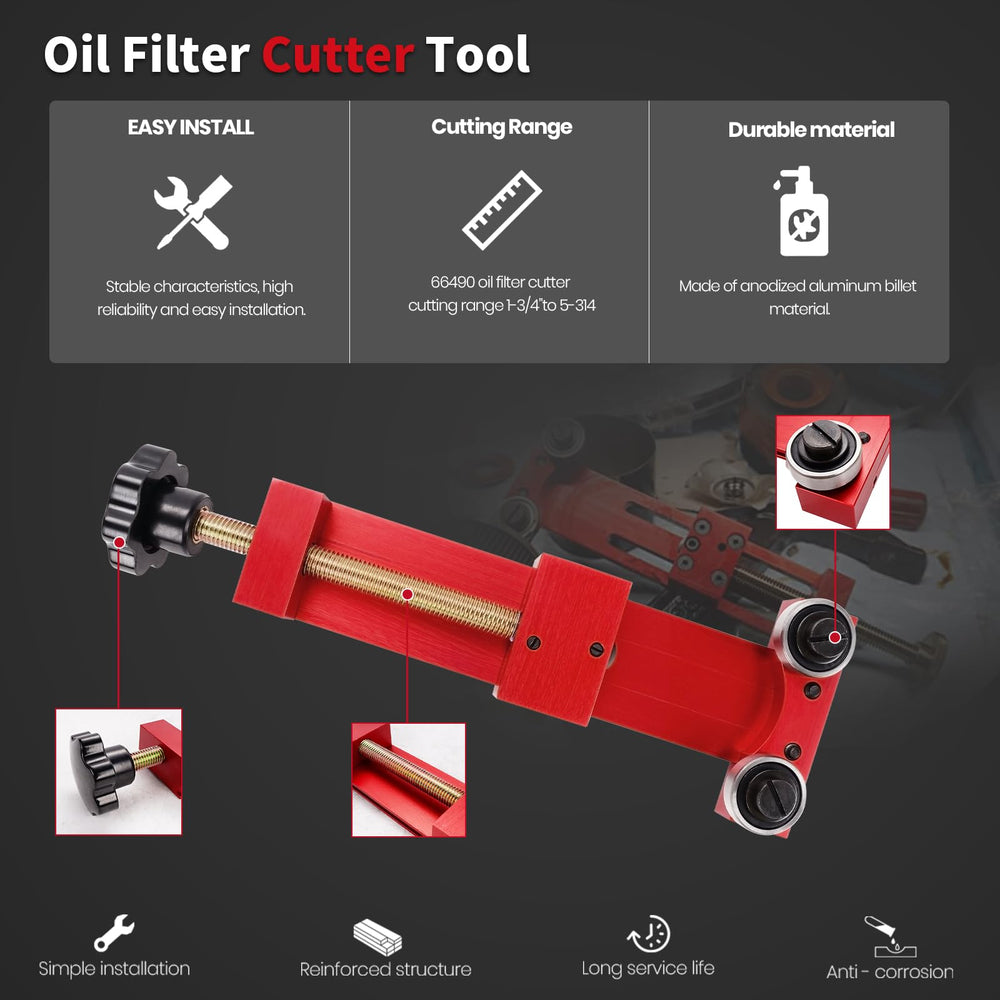 HRepair Oil Filter Cutter in adjustable-range mode for multiple filter sizes.
