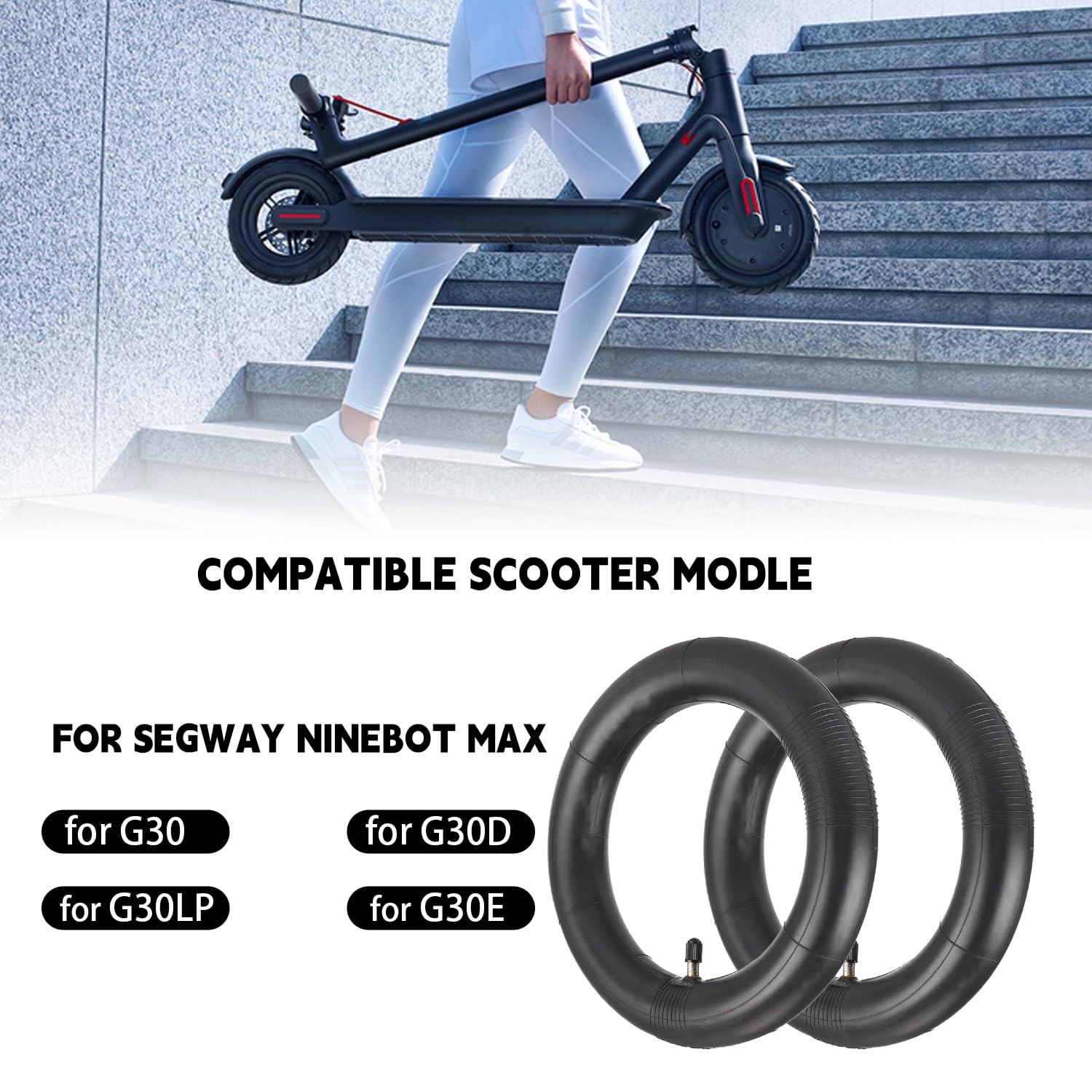 Hromra 10-inch scooter tire inner tube pack ready for installation