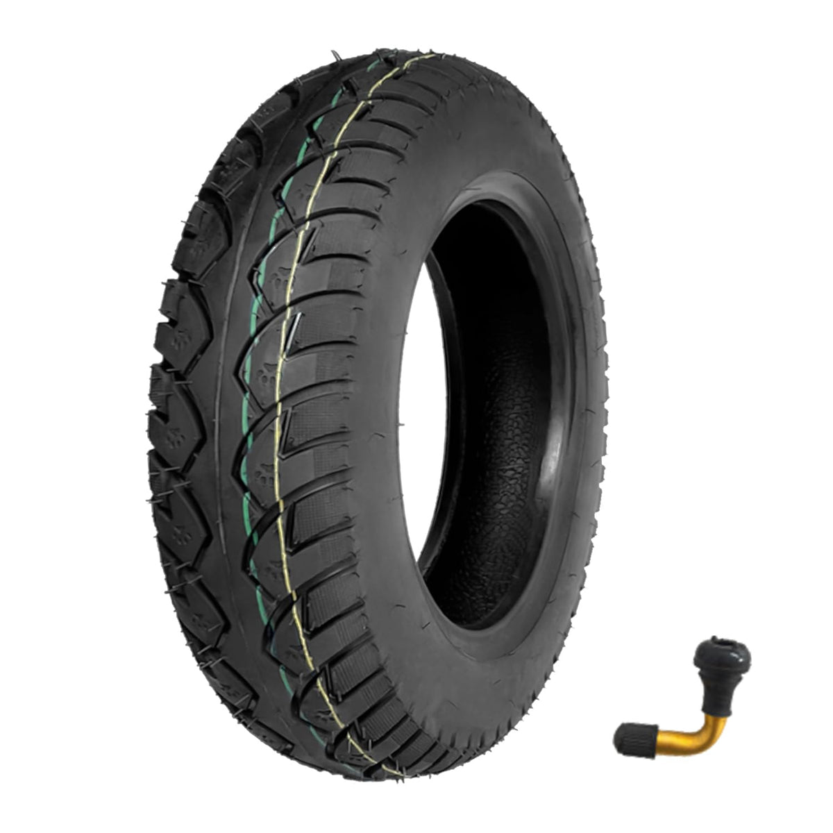 Hromra 3.50-10 tubeless tire front view for stable city rides.