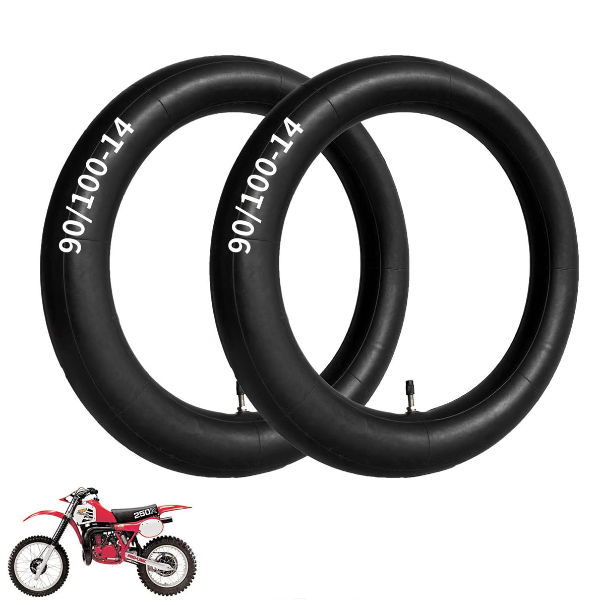 Hromra 90/100-14 inner-tube pack ready for quick tire replacement.