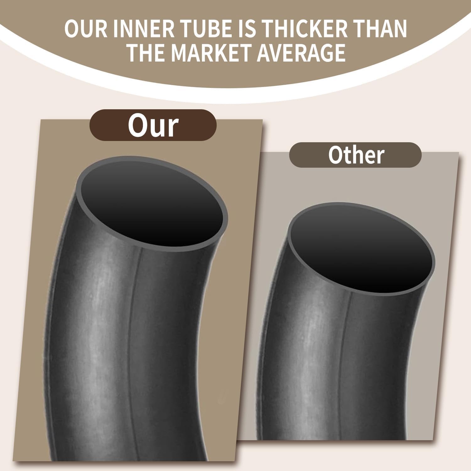 Hromra butyl rubber inner tube provides elasticity and wear resistance on impact.