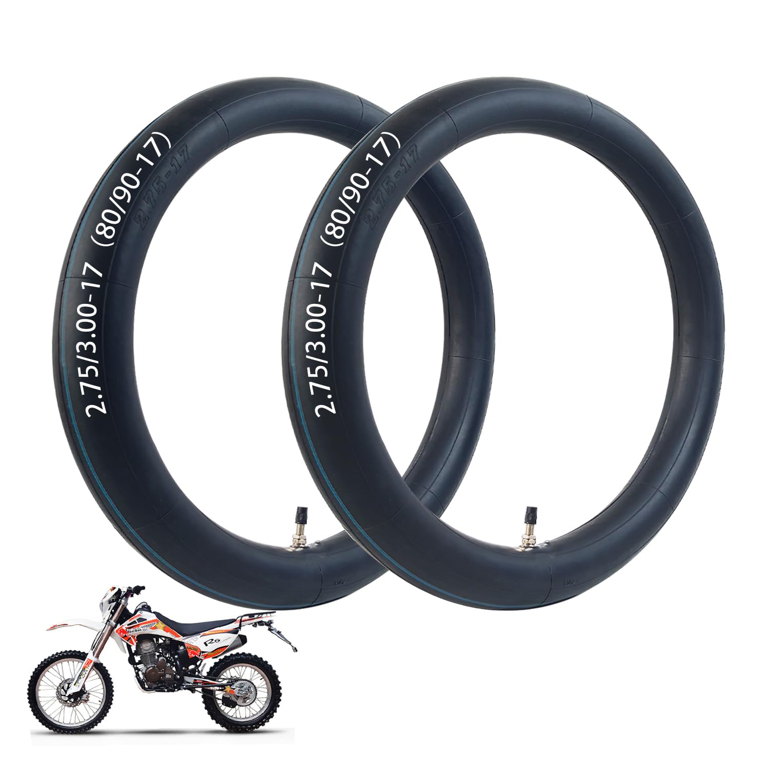 Hromra heavy inner tube 80/90-17 pack offers rugged durability and compatibility.