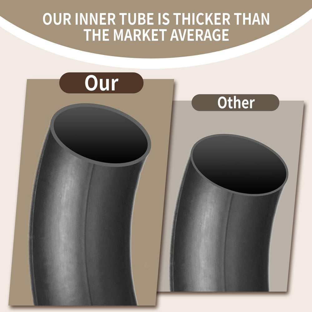 Hromra 21-inch inner tube inflation test image emphasizes strong grip and shock absorption.