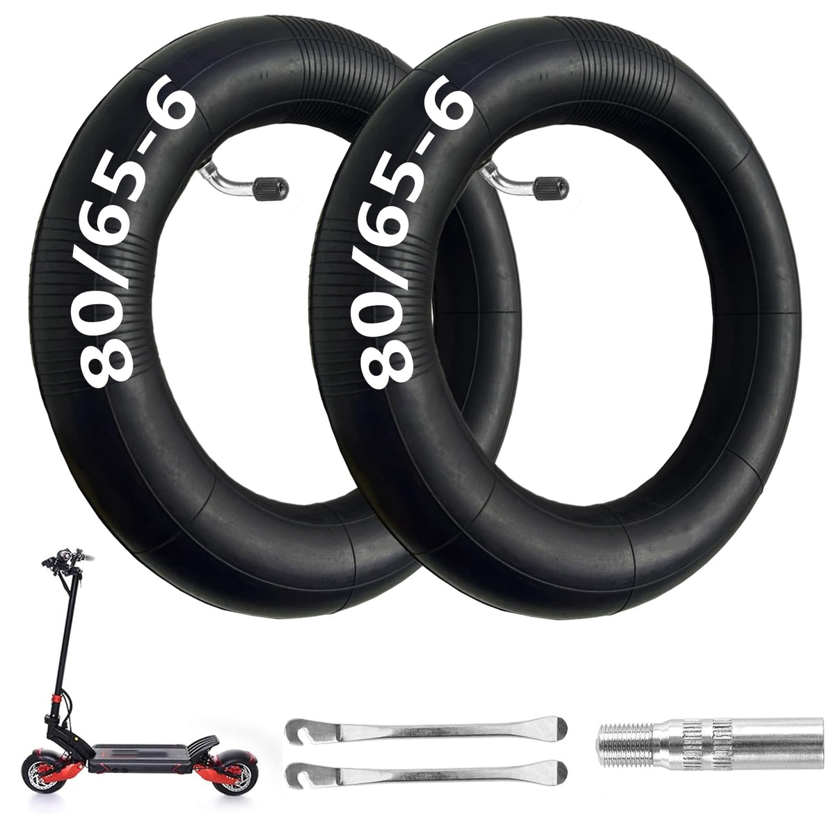 Hromra inner tube 80/65-6 for 10x2.5 tires with versatile scooter fit.