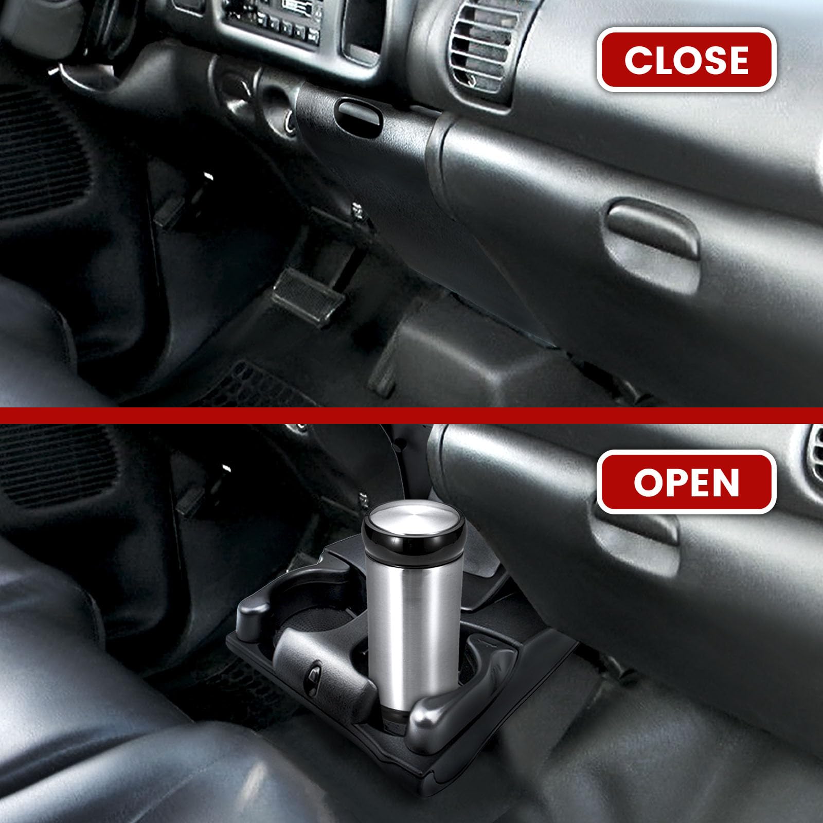 HSBang instrument panel cup holder blends with interior finish.