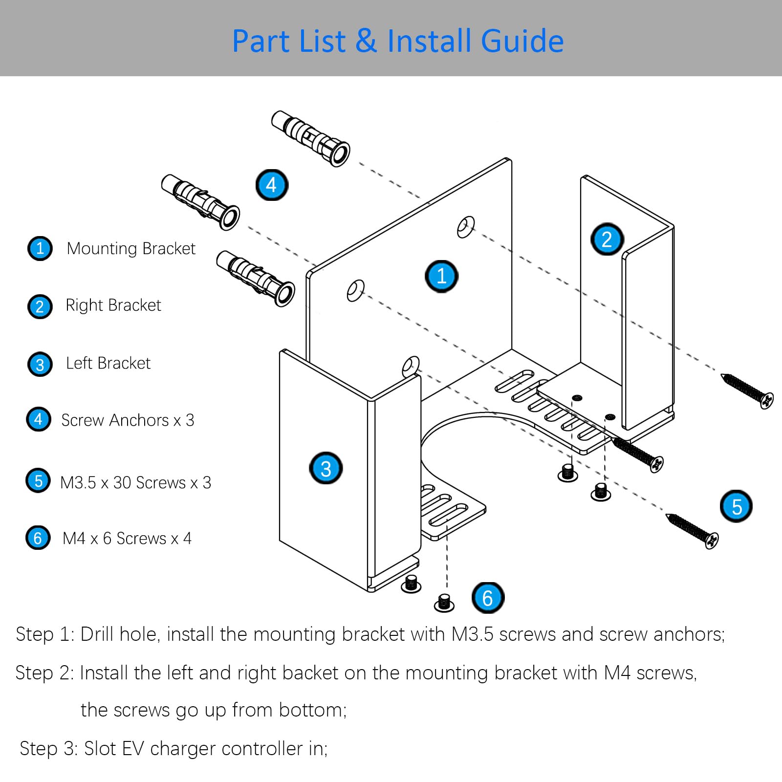 HTLAKIKJ EV charger holder suitable for indoor and outdoor spaces