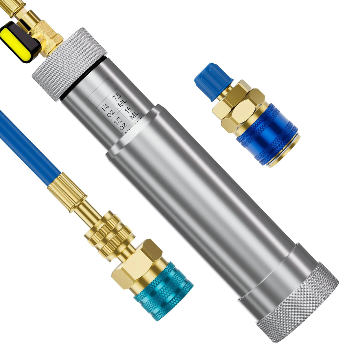 HTOMT AC oil injector kit 2oz with precise dosing for R134A and R1234YF systems.