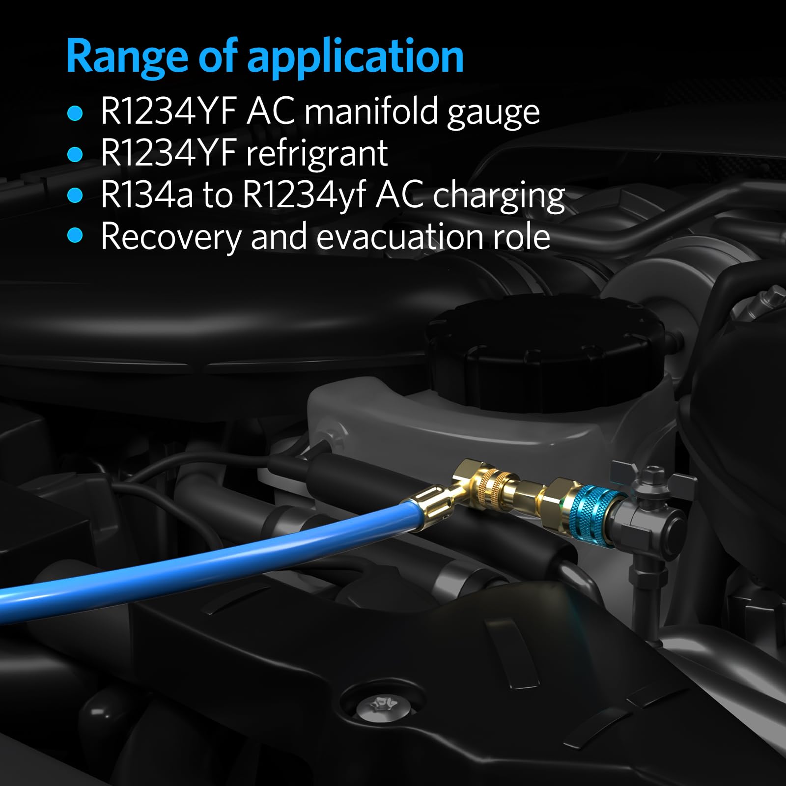 Versatile tool supporting recovery, evacuation, and recharge across R134A to R1234YF workflows.