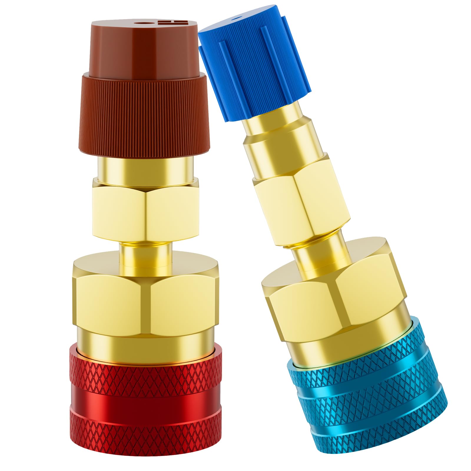 HTOMT R1234YF adapter with low-side 13mm coupler for secure R134A to R1234YF conversion.