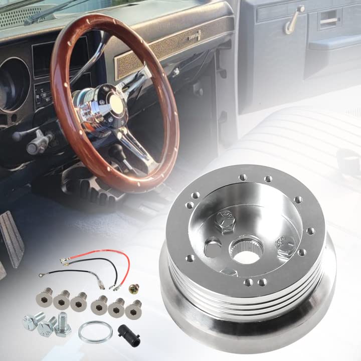 Htostar Racing billet hub adapter side profile, polished aluminum for a sleek cockpit