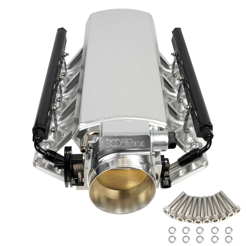 Htostar Racing LS intake manifold with 102mm inlet for cathedral-port engines.