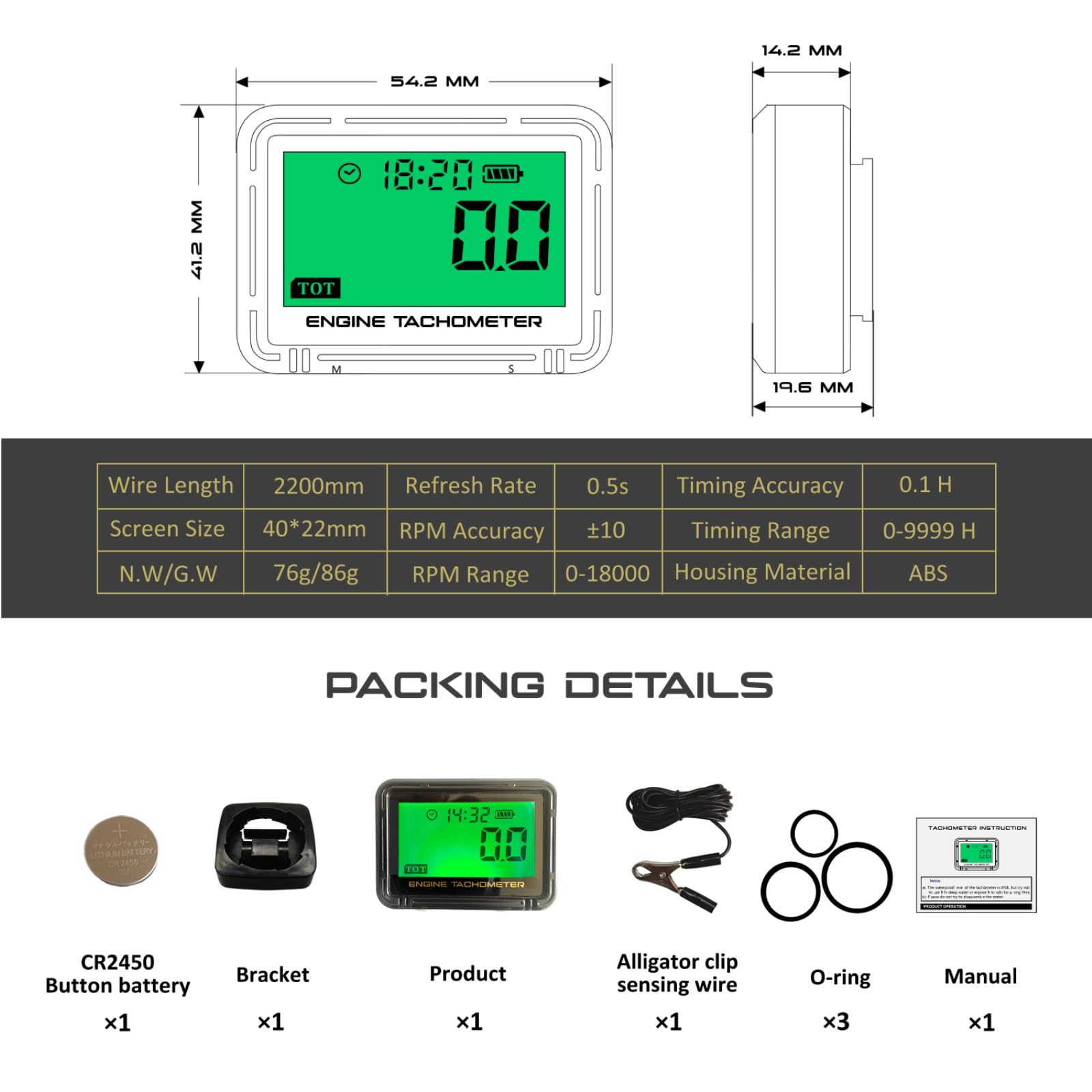 HTPREC digital tachometer ready for high RPM range