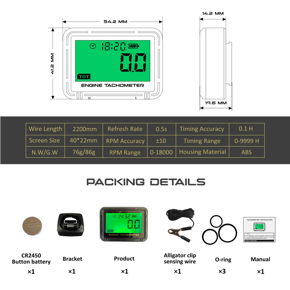 HTPREC digital tachometer ready for high RPM range