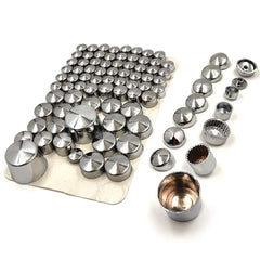HTTMT MT247-004-CD chrome bolt toppers close-up on Harley Softail Twin Cam.