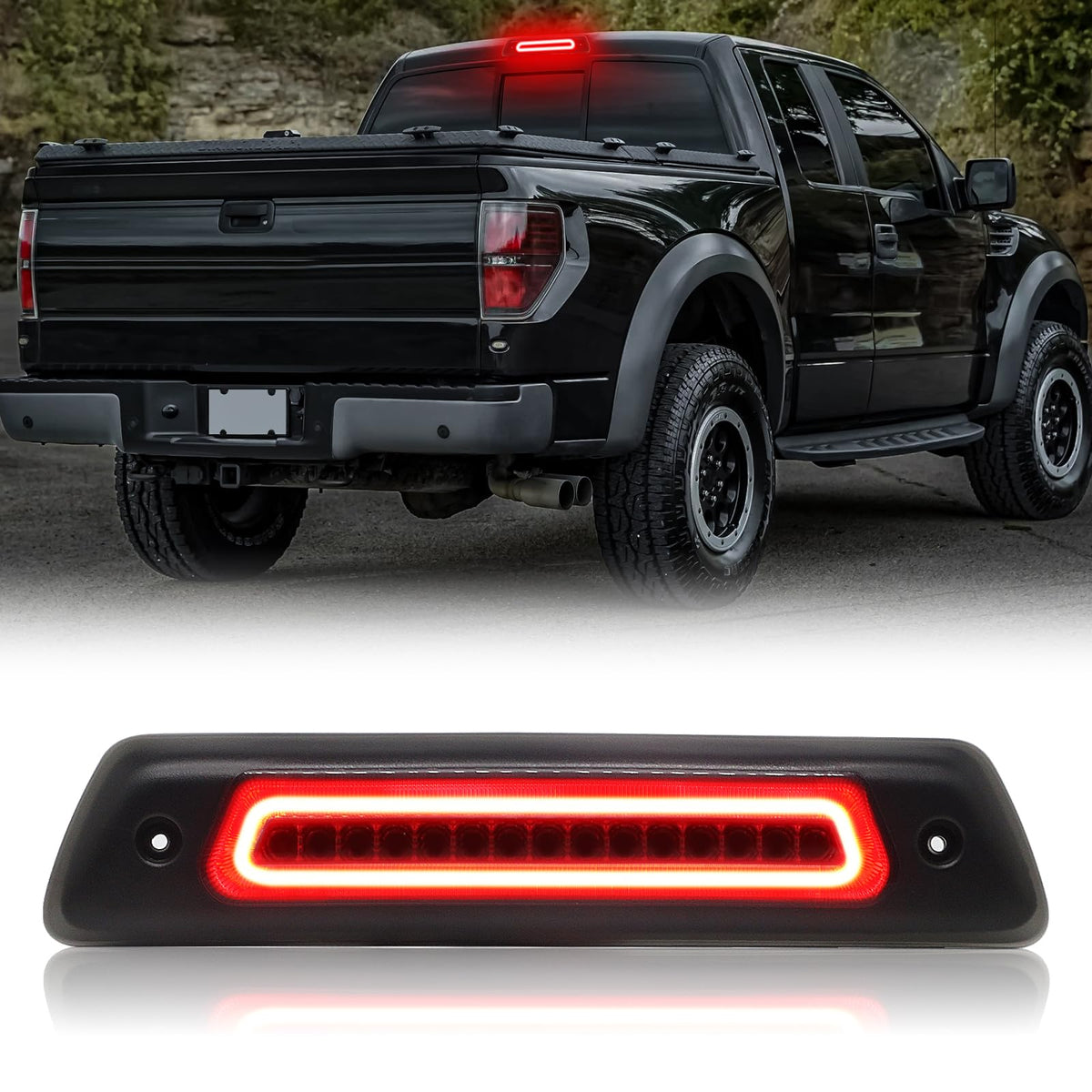 HTZCMOTO LED 3rd brake light with smoked lens enhances rear visibility for F-150.