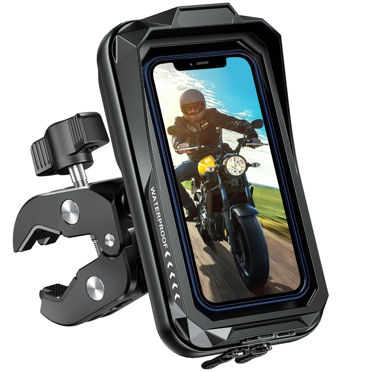 HUANLANG motorcycle mount with waterproof bag protecting your phone on wet rides