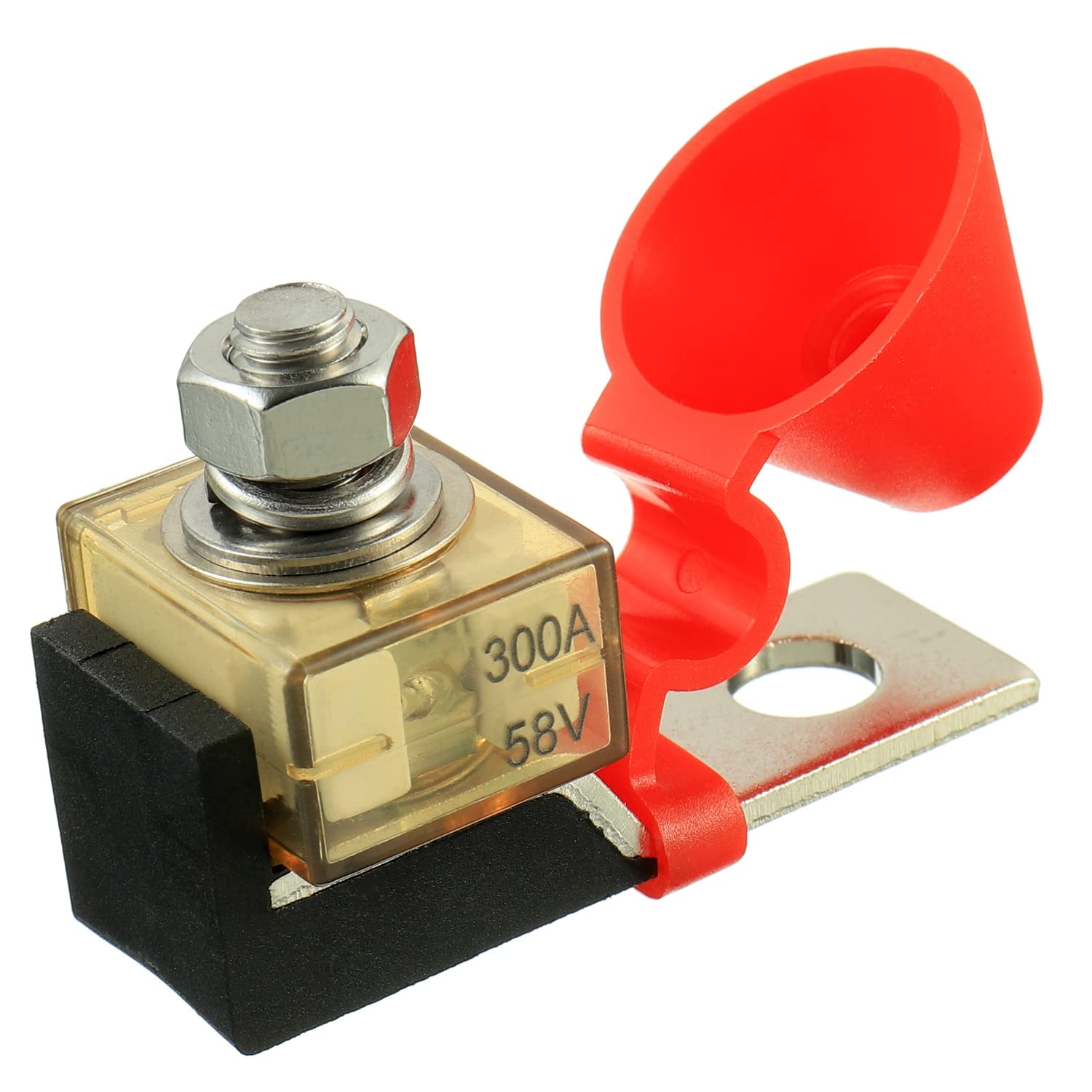 HUAREW 300A MRBF terminal block front view for high-current DC protection.